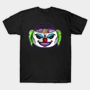 Sweets Bucket Scary Horror Clown Collecting On Halloween T-Shirt